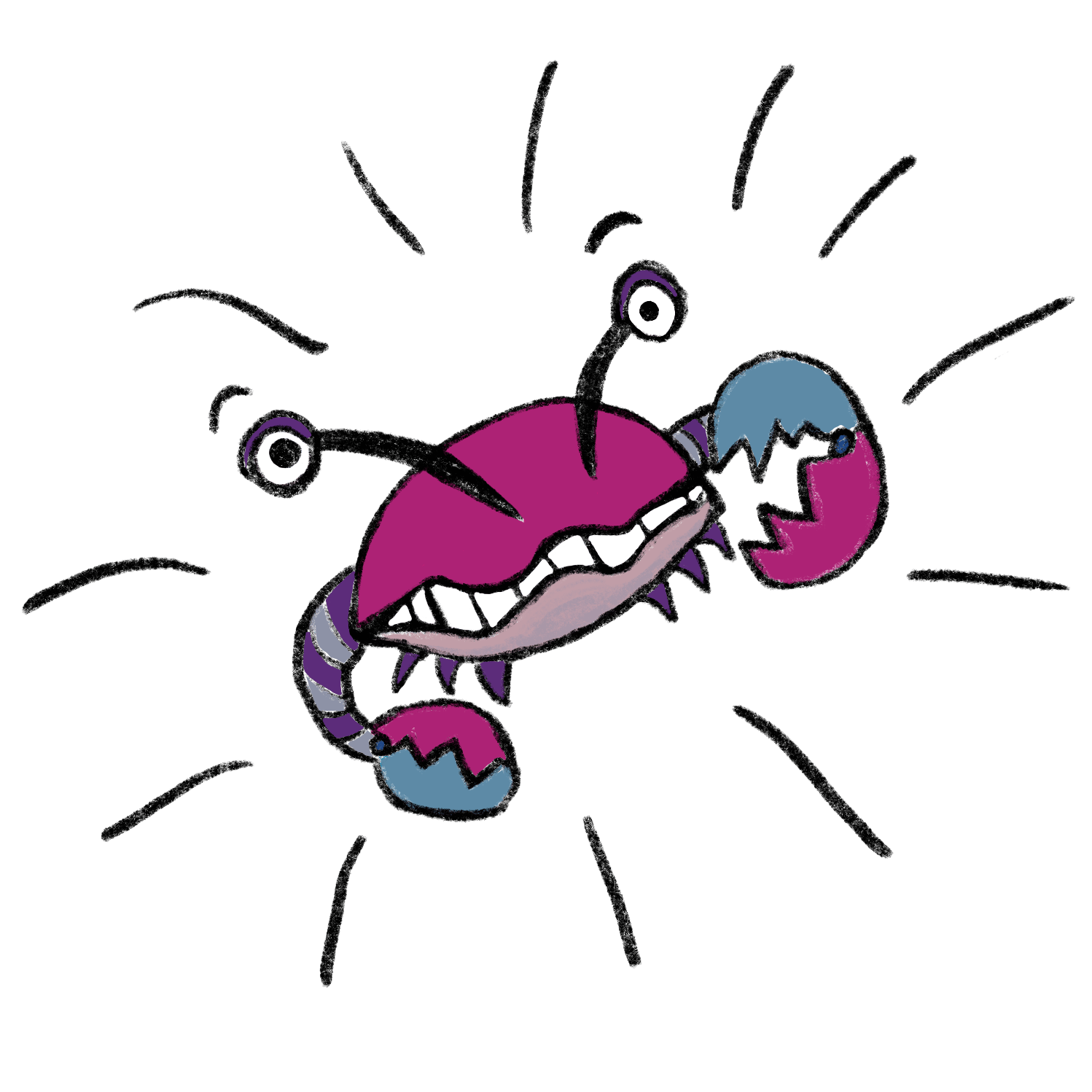 A tiny crab, most aghast